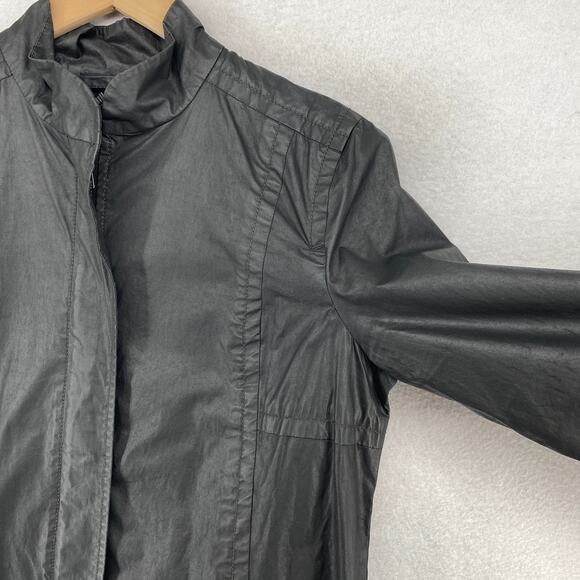 EILEEN FISHER Jacket S Waxed Cotton Trench Coat Duster Full Zip Black - Picture 6 of 14